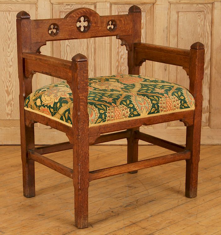 Appraisal: LATE TH C FRENCH OAK GOTHIC REVIVAL ARM CHAIR A