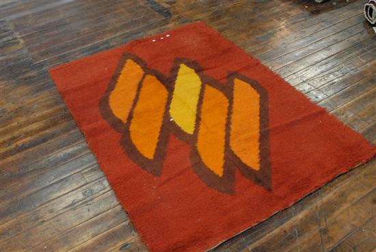 Appraisal: MID CENTURY MODERN MAT Executed in rust orange and yellow