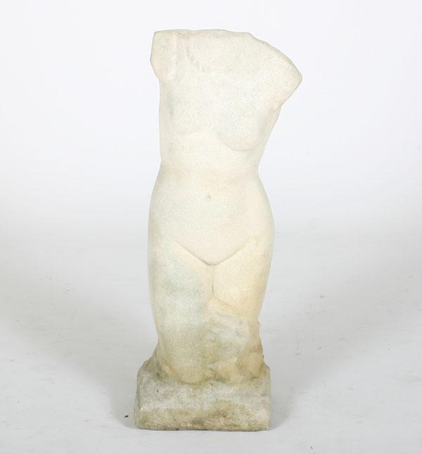 Appraisal: Concrete statue of a female nude torso chiseled base H