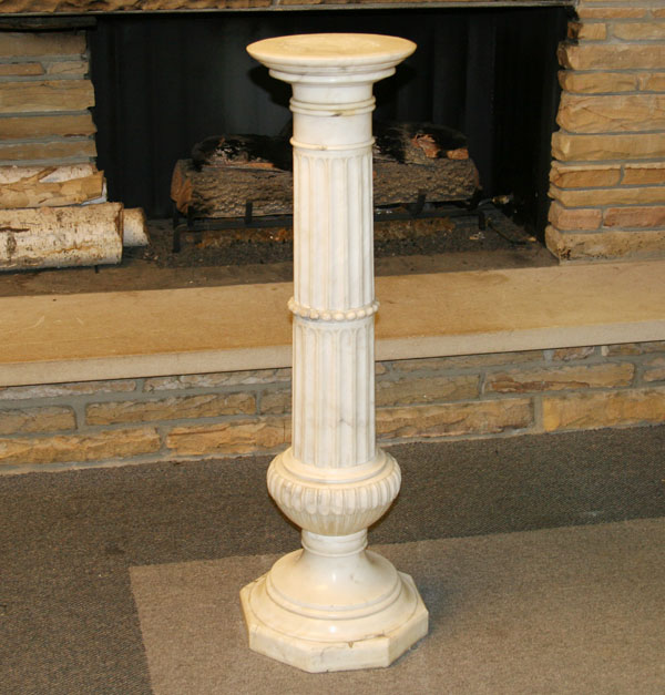 Appraisal: Antique carved marble pedestal of classical columnar form octagonal base