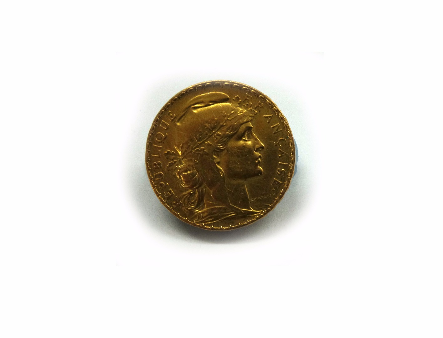 Appraisal: A French gold Francs coin with later soldered mounts as