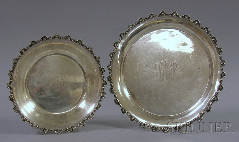 Appraisal: Two Dominick Haff Shell-edged Sterling Silver Serving Items a open