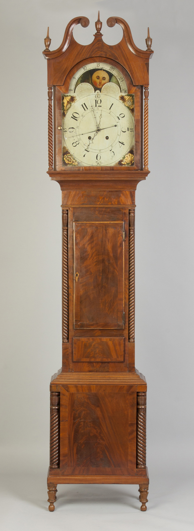 Appraisal: Baltimore Tall Case Clock Figured mahogany case with rope twist