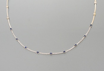 Appraisal: An k White Gold Diamond and Sapphire Necklace k gold