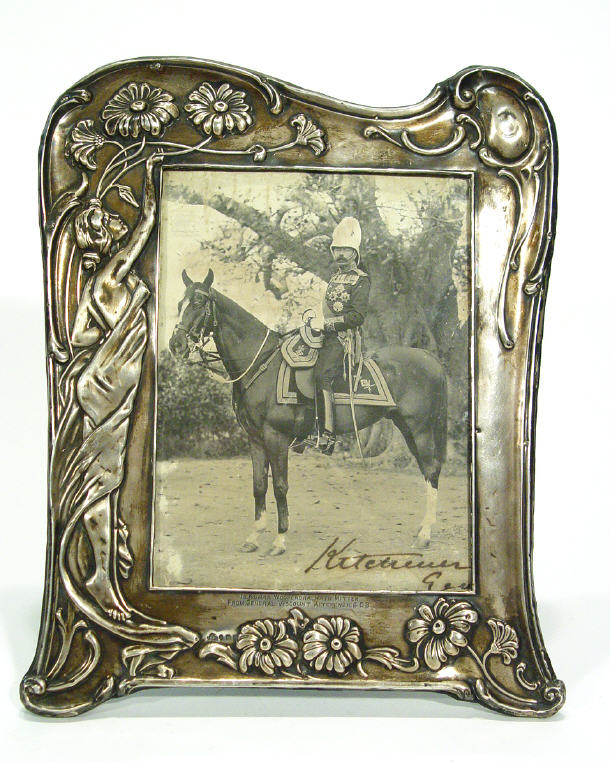 Appraisal: Military interest- Large Art Nouveau silver photo frame 'A Present