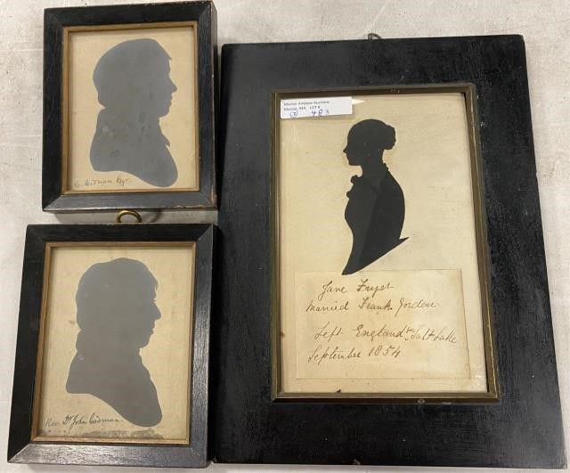 Appraisal: EARLY TH CENTURY FRAMED SILHOUETTES DEPICTING JANE FRYER HARRISON BORN