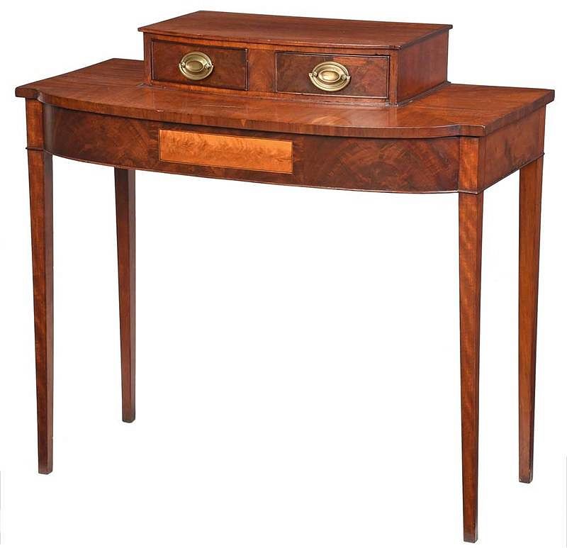 Appraisal: American Federal Inlaid Bowfront Dressing Table New England early th