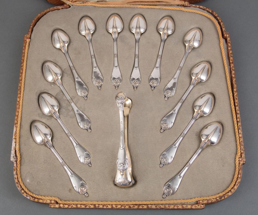 Appraisal: Cased Set of Twelve French First Standard Silver Coffee Spoons