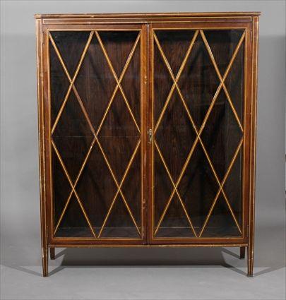 Appraisal: Federal-Style Inlaid Mahogany Bookcase x x in