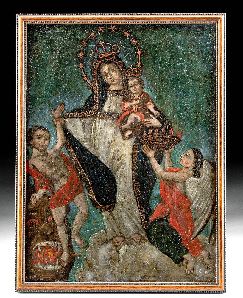 Appraisal: th C Mexican Retablo - La Madre Santisima de la