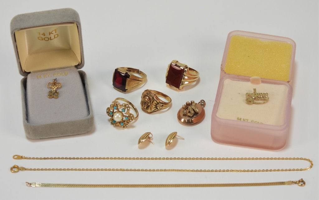 Appraisal: LADY'S ESTATE K K GOLD JEWELRY GROUP United States Italy