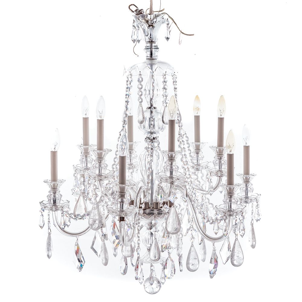 Appraisal: Schonbek Crystal Twelve Light Chandelier Large elaborate crystal chandelier with