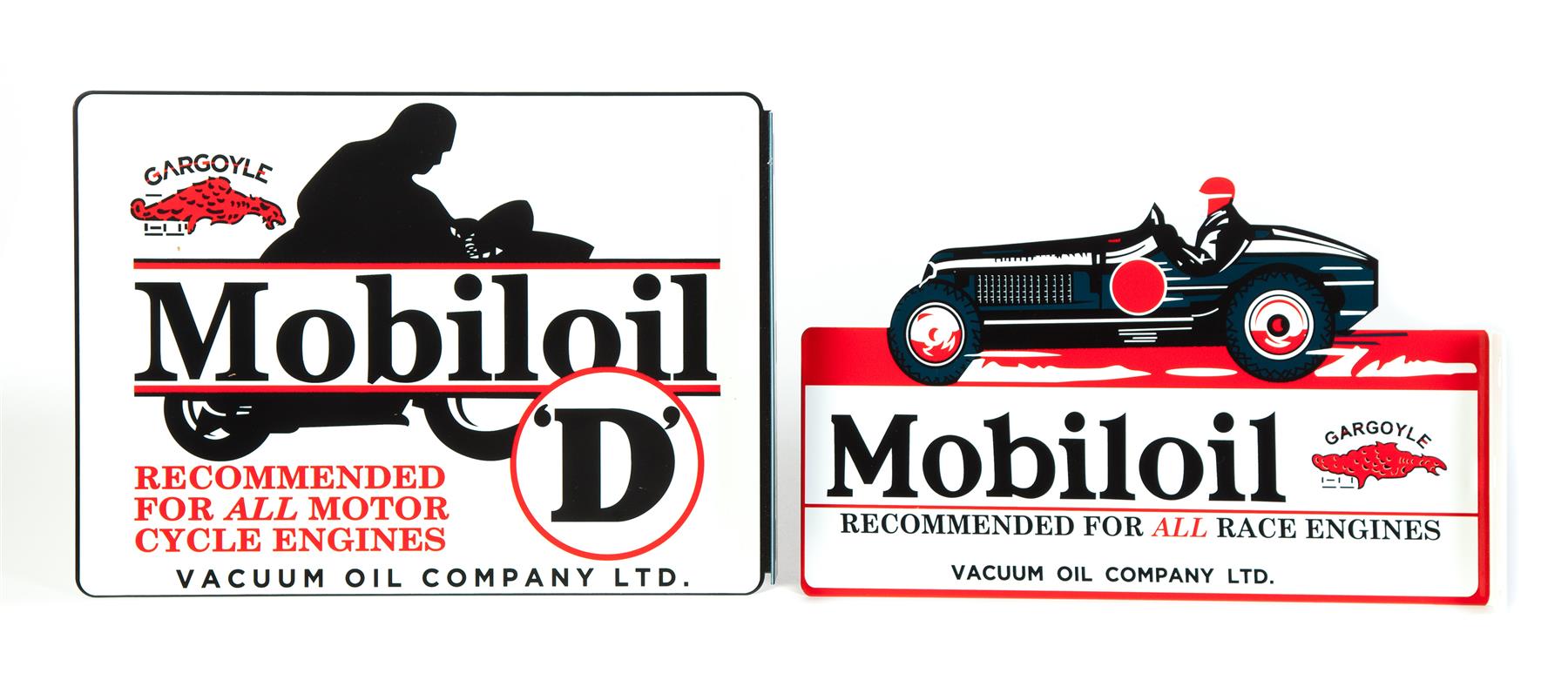 Appraisal: TWO CONTEMPORARY MOBILOIL FLANGE SIGNS American late th- st century