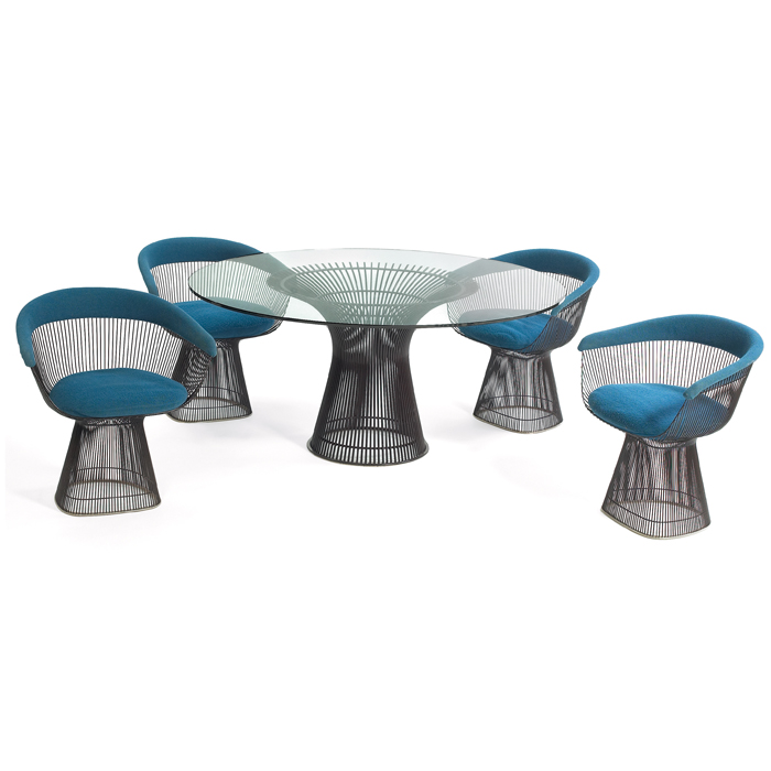 Appraisal: Warren Platner dining table and four chairs by Knoll bronze