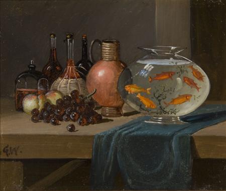 Appraisal: GLEESON WHITE TH TH CENTURY STILL LIFE WITH GOLD FISH