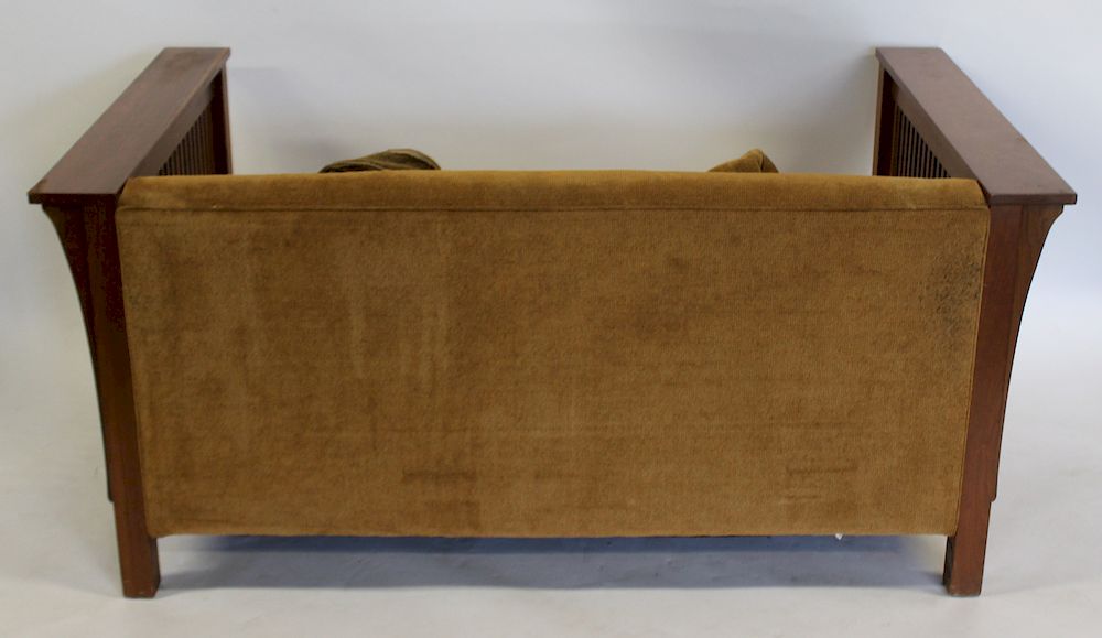 Appraisal: STICKLEY AUDI Signed Spindle Arm Settee From a Larchmont home