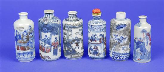 Appraisal: COLLECTION OF SIX CHINESE BLUE AND WHITE WITH IRON RED