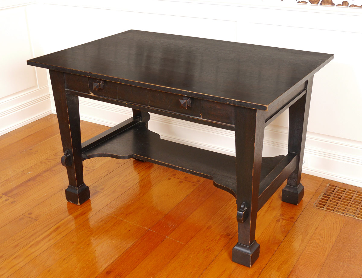 Appraisal: JOSEPH MCHUGH ARTS CRAFTS OAK LIBRARY TABLE Attrib Joseph McHugh