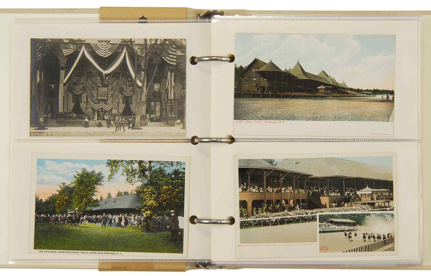 Appraisal: ALBUM SARATOGA SPRINGS HORSE RACING early th Century postcards Real