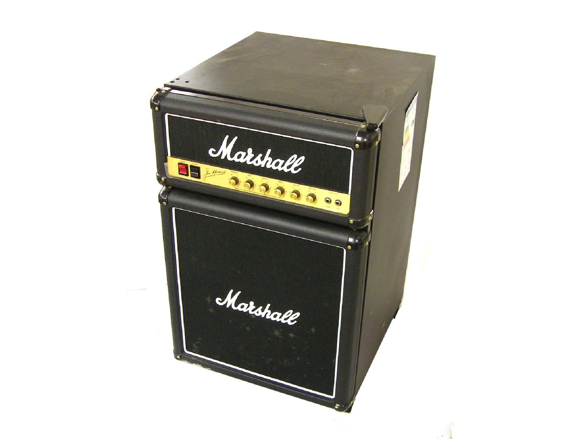 Appraisal: Novelty Fridge with Marshall stack amplifier front