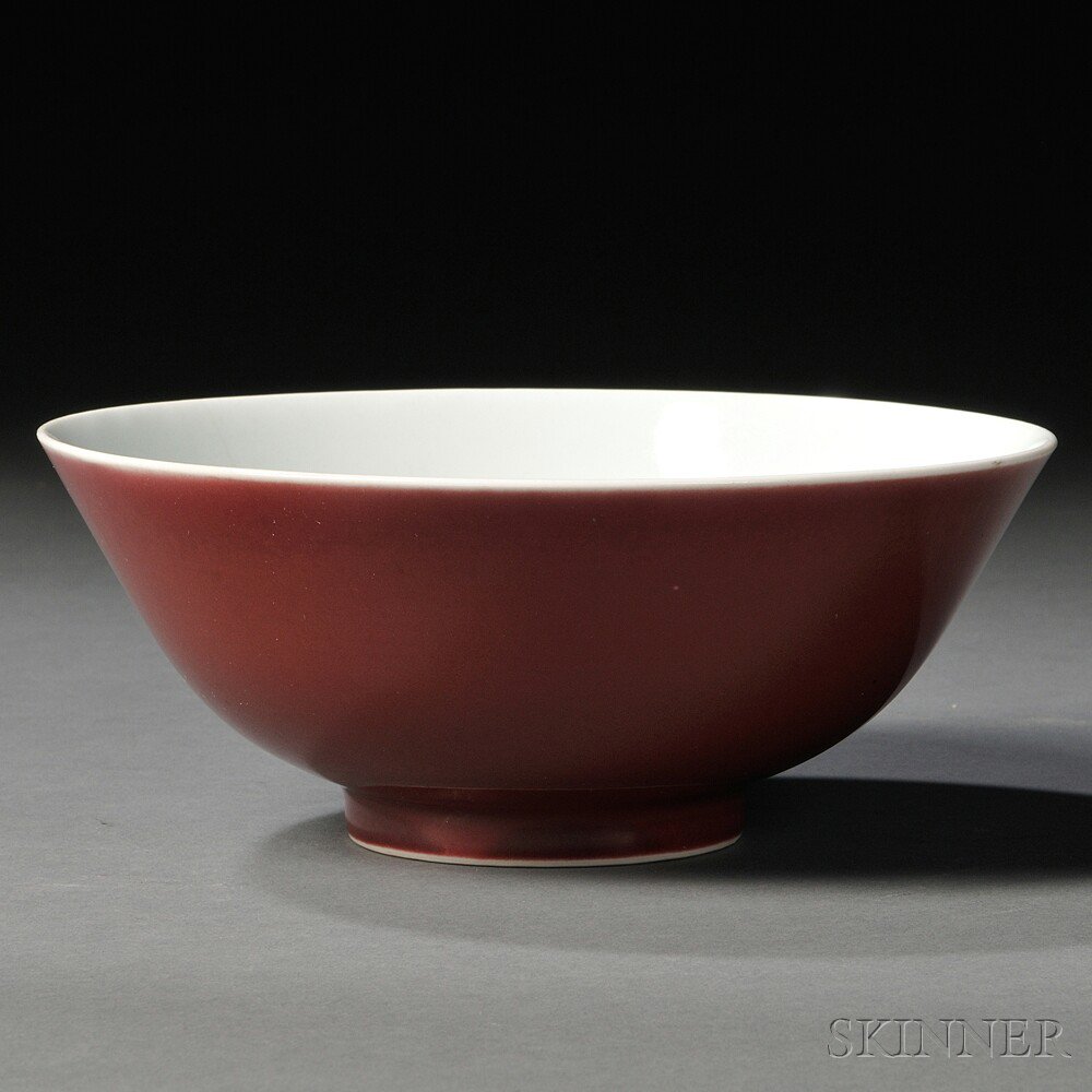 Appraisal: Red-glazed Deep Bowl China th century with slightly flared rim