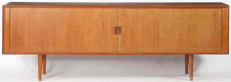 Appraisal: att Kai Kristiansen Danish Modern Sideboardtambour front with shelved and