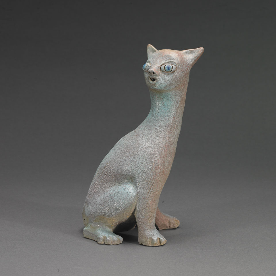 Appraisal: Rare Deichmann Stoneware Cat Kjeld Erica Deichmann c incised marks