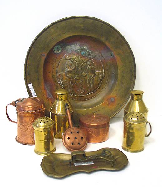 Appraisal: An assembled grouping of brass and copperware th th century