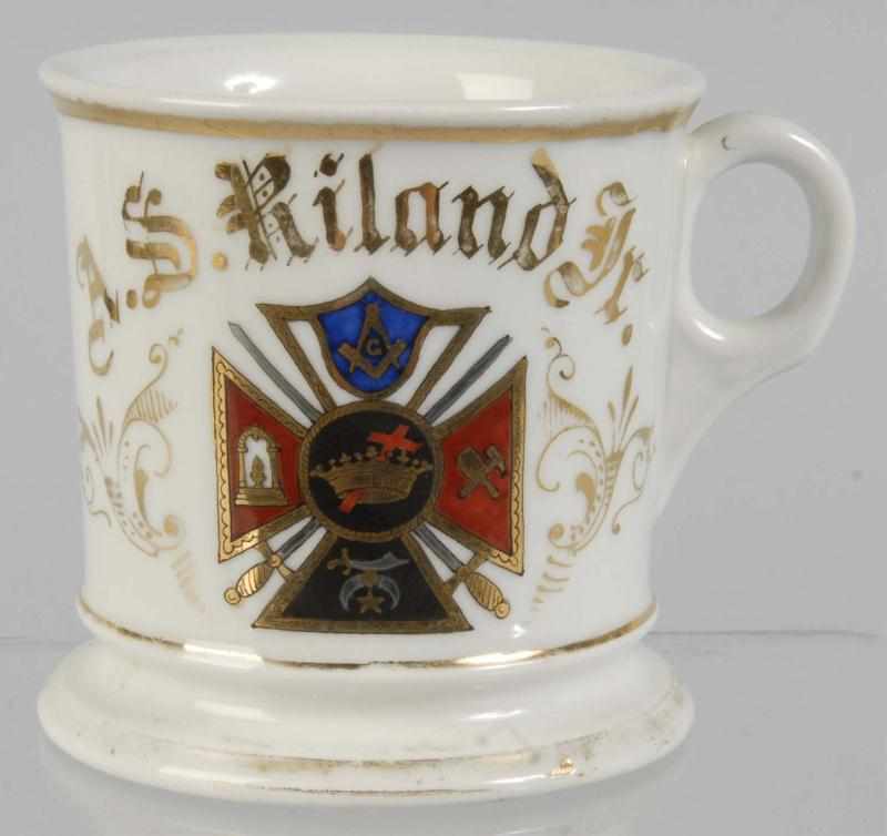 Appraisal: Fire Emblem Masonic Shaving Mug Description Nice image of early