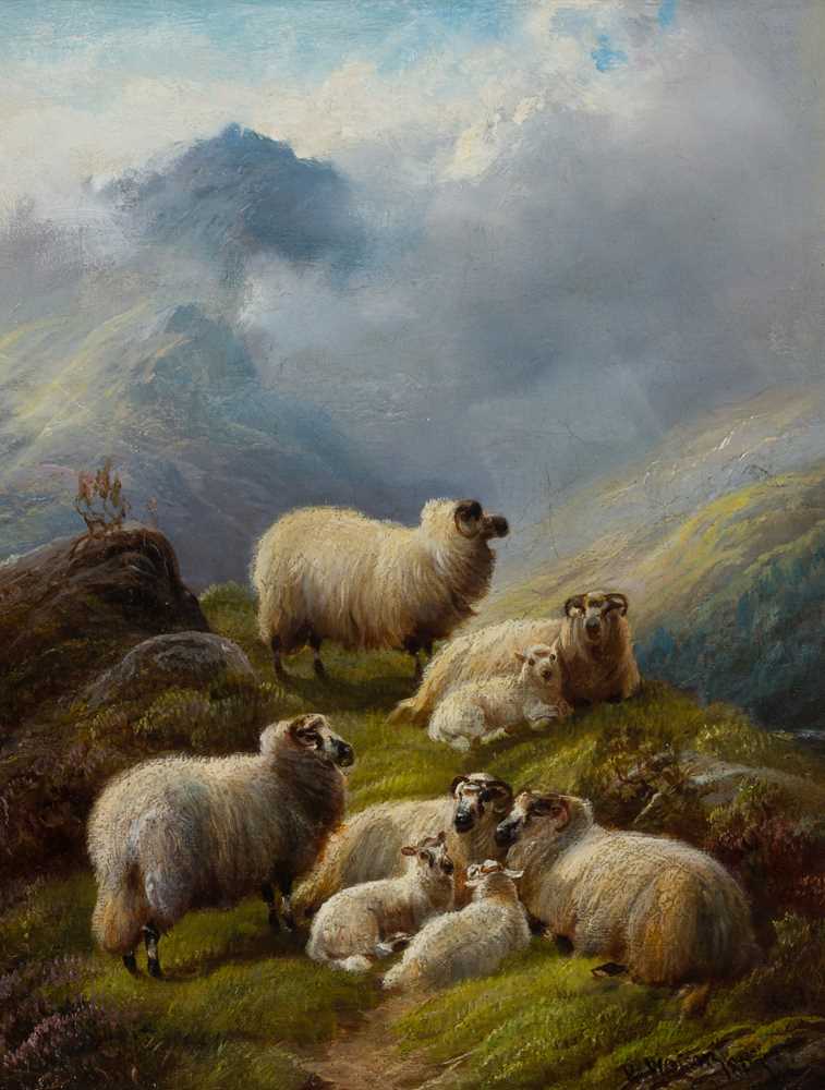 Appraisal: ROBERT WATSON BRITISH - SHEEP ON A HILLSIDE Signed and