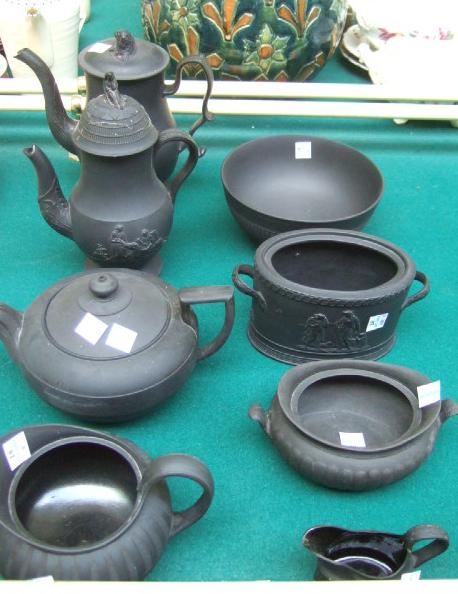 Appraisal: A quantity of Wedwood black basalt tea wares th century