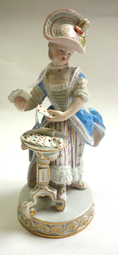 Appraisal: A Meissen porcelain figure th century modelled as a lady