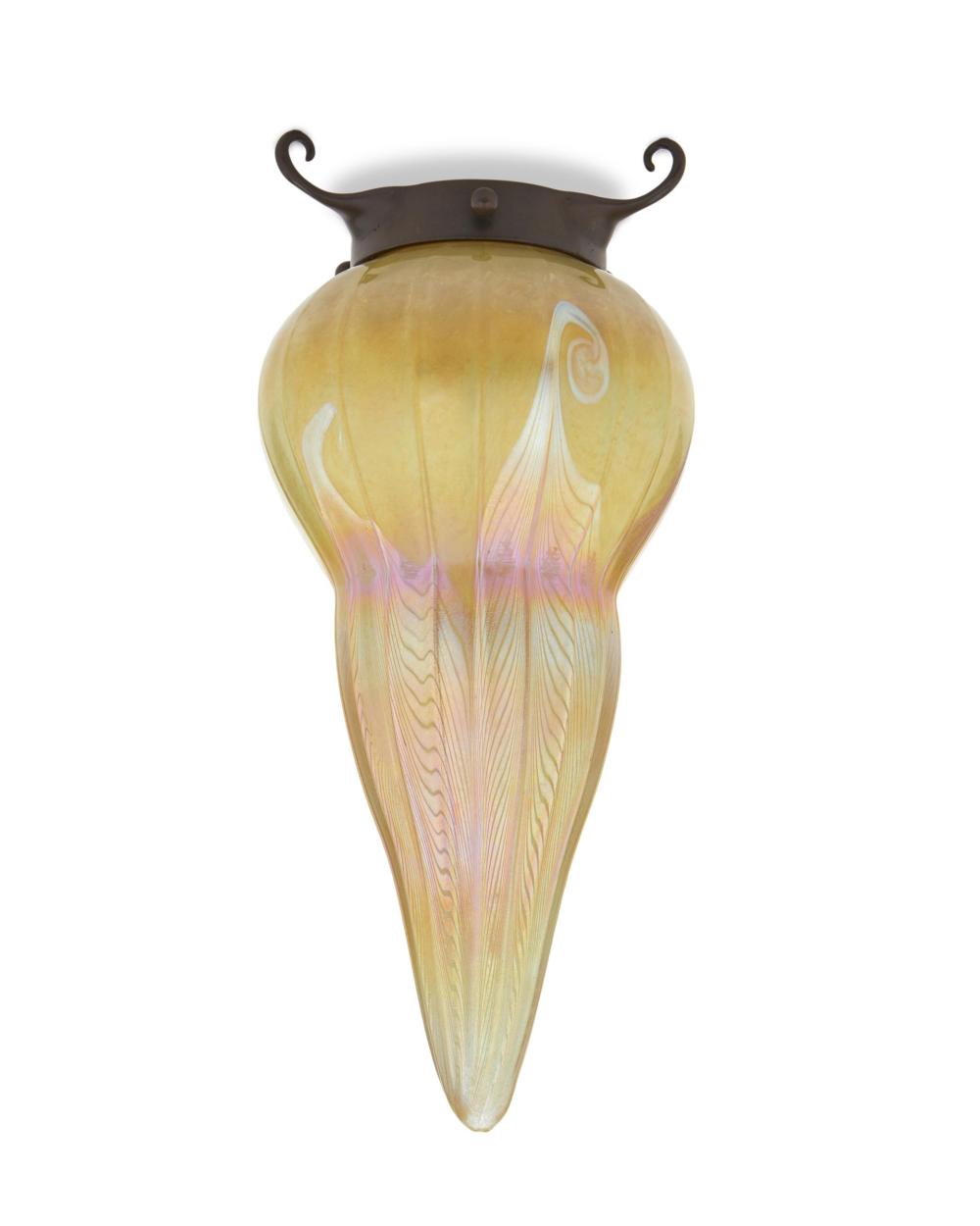 Appraisal: A Tiffany-style glass hanging pendant shade th Century Shade marked