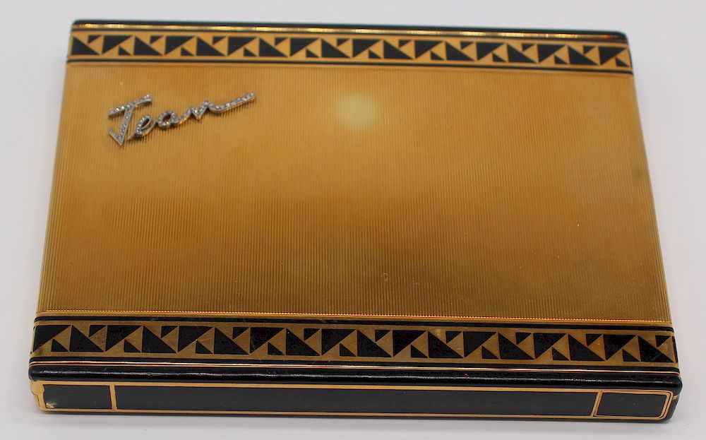 Appraisal: GOLD Cartier kt Gold Enamel and Diamond Cigarette Case Art