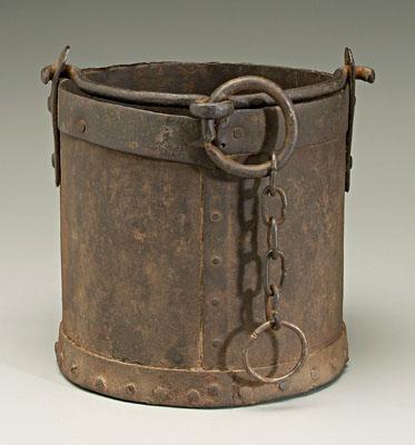 Appraisal: Civil War artillery grease bucket hand wrought and riveted throughout