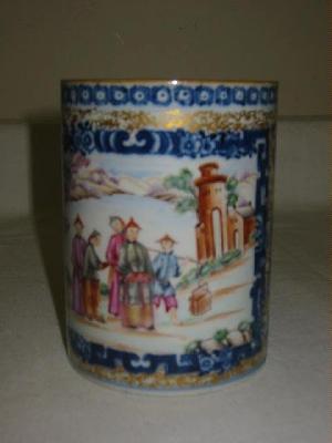 Appraisal: A CHINESE FAMILLE ROSE TANKARD the straight sides enamelled with