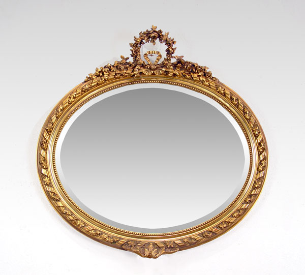 Appraisal: LATE th C FRENCH MIRROR Highly detailed gold gilt wood