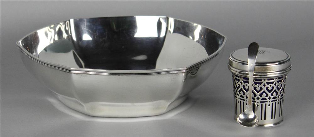 Appraisal: TIFFANY CO SILVER HEXAGONAL BOWL AND MUSTARD POT the bowl