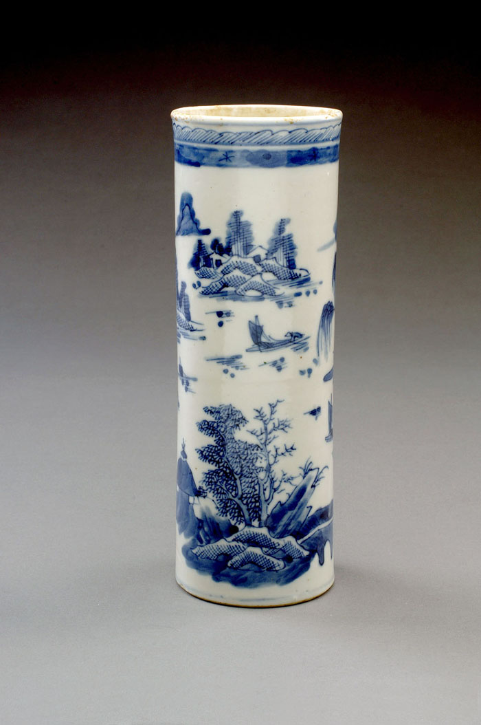 Appraisal: RARE CANTON CYLINDRICAL VASE Height inches