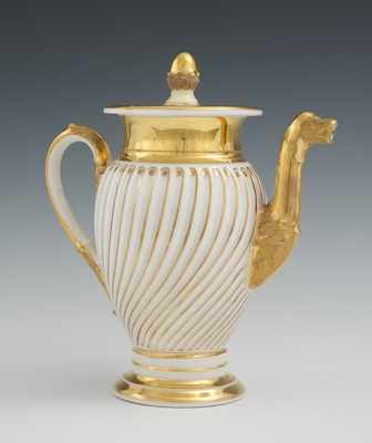 Appraisal: A Paris Porcelain Coffee Pot Creamy porcelain with honey gilt