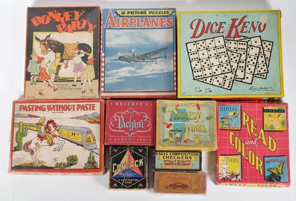 Appraisal: GROUP OF VINTAGE GAMESLot includes Pasting Without Paste Dice Keno