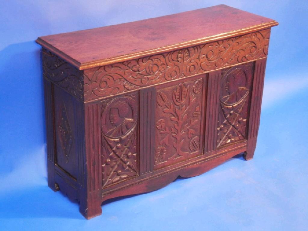 Appraisal: A late th early thC carved oak side cabinet in