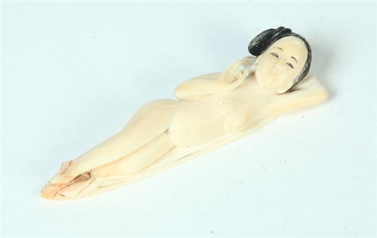 Appraisal: IVORY DOCTOR'S LADY Asian early th century Reclining nude on