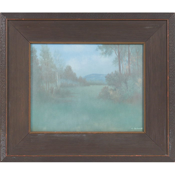 Appraisal: Nice Rookwood plaque Vellum glaze titled The Green Meadow executed