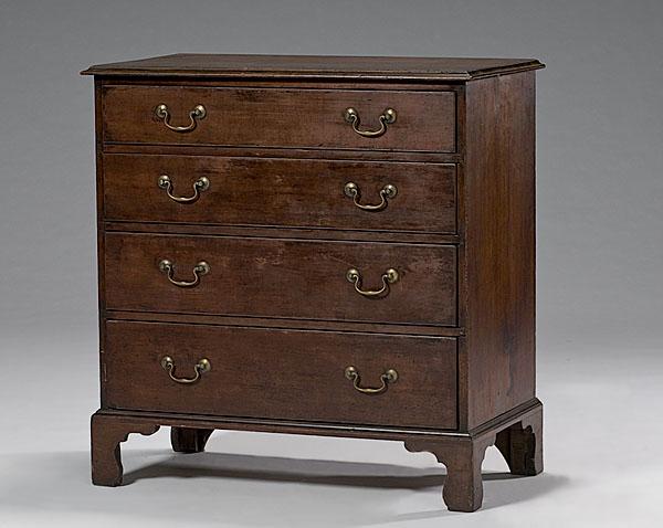 Appraisal: NEW ENGLAND CHIPPENDALE FOUR-DRAWER CHEST IN CHERRY ca - with