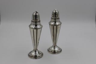 Appraisal: Pair of Sterling Weighted Salt Pepper Shakers Pair of Sterling