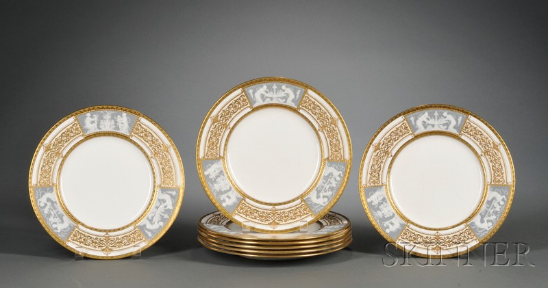 Appraisal: Set of Eight Mintons Pate-sur-Pate Service Plates England c retailed