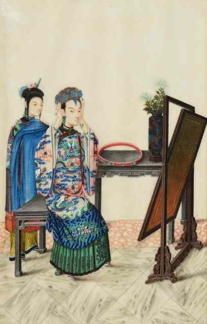 Appraisal: A LATE TH CENTURY ORIENTAL PAINTING on rice paper ladies