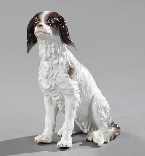 Appraisal: Good German Porcelain Figure of a Seated Spaniel second quarter