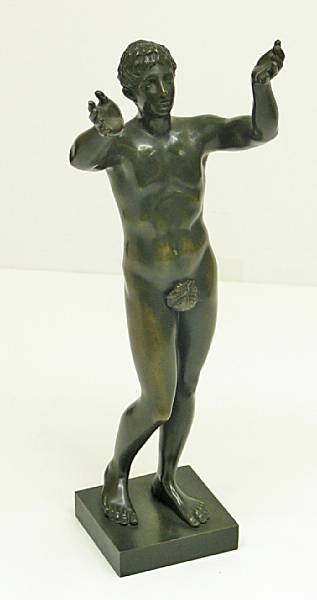 Appraisal: A patinated bronze figure of a youth after the antique